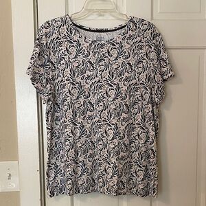 Croft & Barrow Black Green Pink Tan Floral Blouse XL